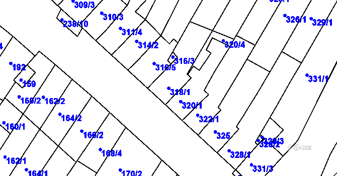 Parcela st. 318/1 v KÚ Kohoutovice, Katastrální mapa