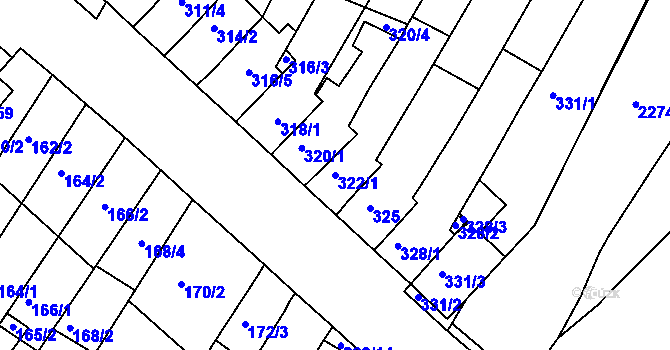 Parcela st. 322/1 v KÚ Kohoutovice, Katastrální mapa