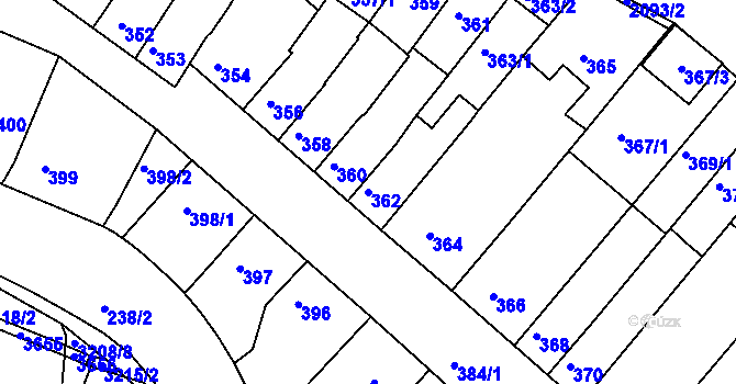 Parcela st. 362 v KÚ Kohoutovice, Katastrální mapa