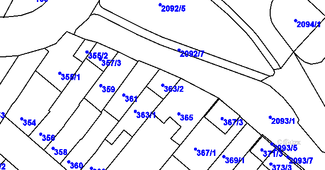 Parcela st. 363/2 v KÚ Kohoutovice, Katastrální mapa