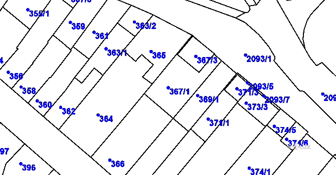 Parcela st. 367/1 v KÚ Kohoutovice, Katastrální mapa
