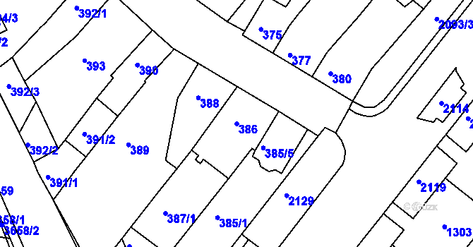 Parcela st. 386 v KÚ Kohoutovice, Katastrální mapa