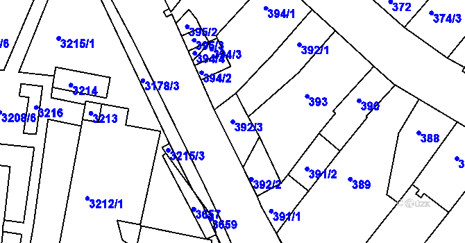 Parcela st. 392/3 v KÚ Kohoutovice, Katastrální mapa