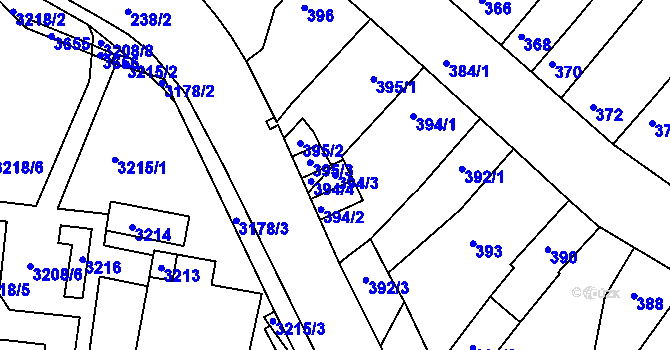 Parcela st. 394/3 v KÚ Kohoutovice, Katastrální mapa