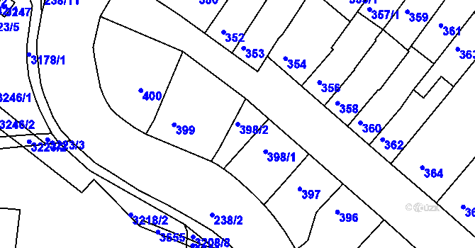 Parcela st. 398/2 v KÚ Kohoutovice, Katastrální mapa