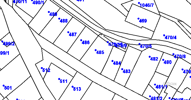 Parcela st. 485 v KÚ Kohoutovice, Katastrální mapa