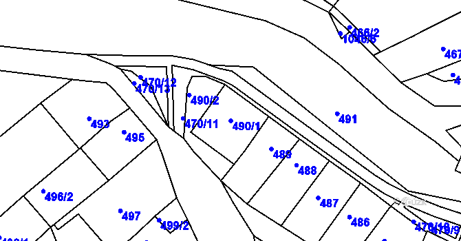 Parcela st. 490/1 v KÚ Kohoutovice, Katastrální mapa