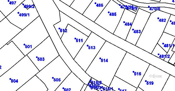 Parcela st. 513 v KÚ Kohoutovice, Katastrální mapa