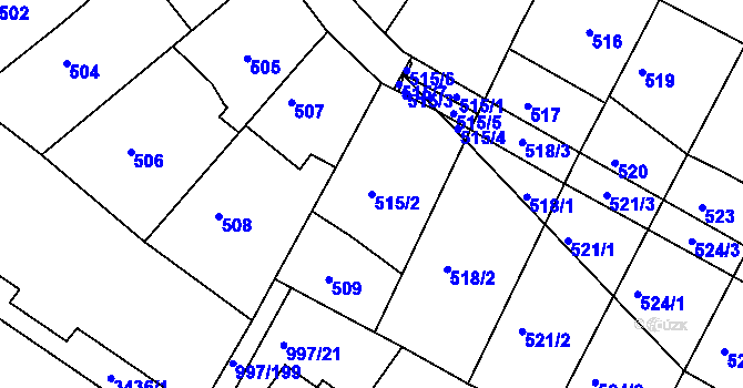 Parcela st. 515/2 v KÚ Kohoutovice, Katastrální mapa