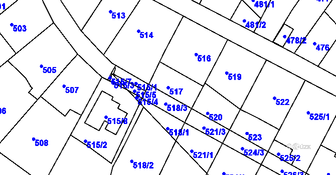 Parcela st. 517 v KÚ Kohoutovice, Katastrální mapa