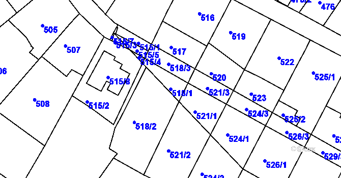 Parcela st. 518/1 v KÚ Kohoutovice, Katastrální mapa