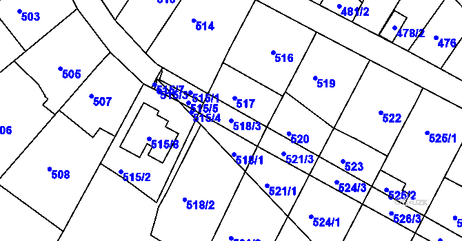 Parcela st. 518/3 v KÚ Kohoutovice, Katastrální mapa