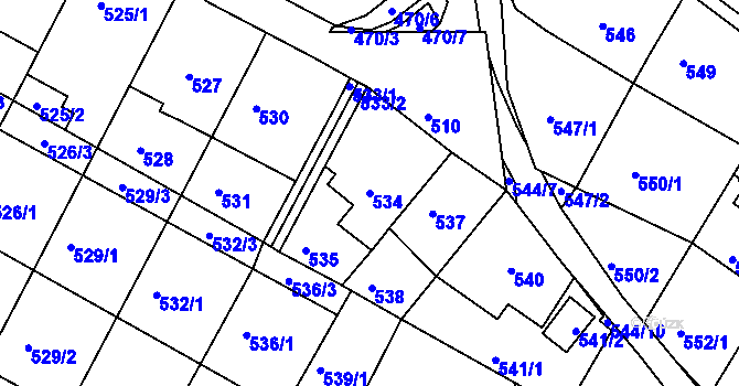 Parcela st. 534 v KÚ Kohoutovice, Katastrální mapa
