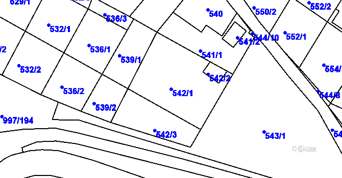 Parcela st. 542/1 v KÚ Kohoutovice, Katastrální mapa