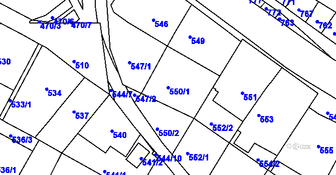 Parcela st. 550/1 v KÚ Kohoutovice, Katastrální mapa