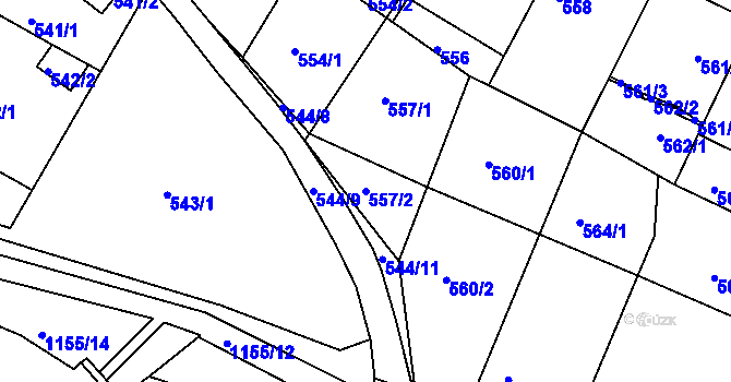 Parcela st. 557/2 v KÚ Kohoutovice, Katastrální mapa