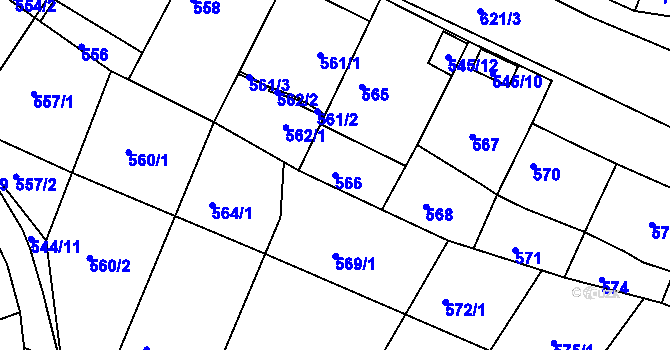 Parcela st. 566 v KÚ Kohoutovice, Katastrální mapa
