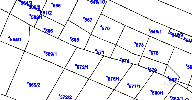 Parcela st. 571 v KÚ Kohoutovice, Katastrální mapa