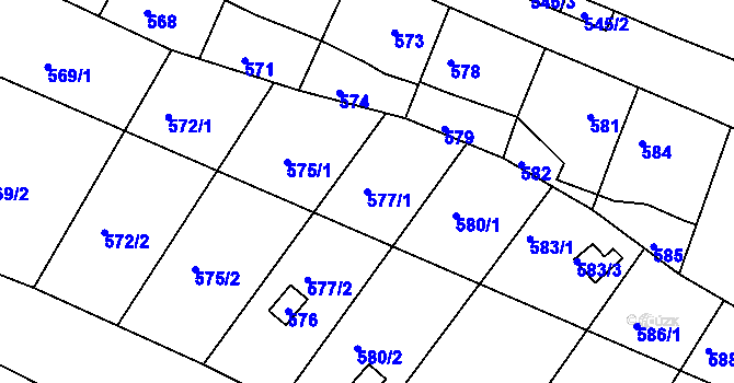 Parcela st. 577/1 v KÚ Kohoutovice, Katastrální mapa