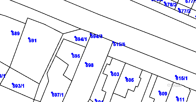 Parcela st. 615/3 v KÚ Kohoutovice, Katastrální mapa