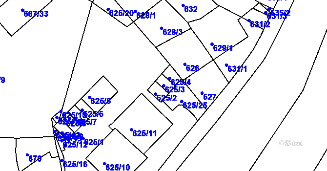 Parcela st. 625/3 v KÚ Kohoutovice, Katastrální mapa