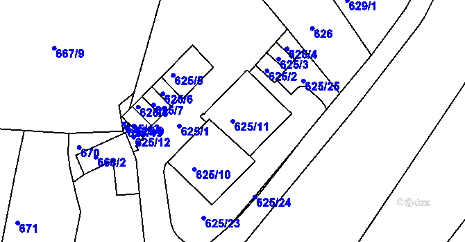 Parcela st. 625/11 v KÚ Kohoutovice, Katastrální mapa