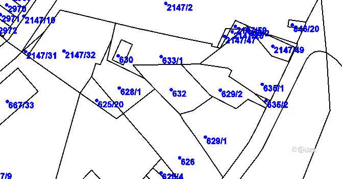 Parcela st. 632 v KÚ Kohoutovice, Katastrální mapa