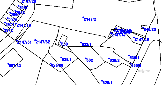 Parcela st. 633/1 v KÚ Kohoutovice, Katastrální mapa