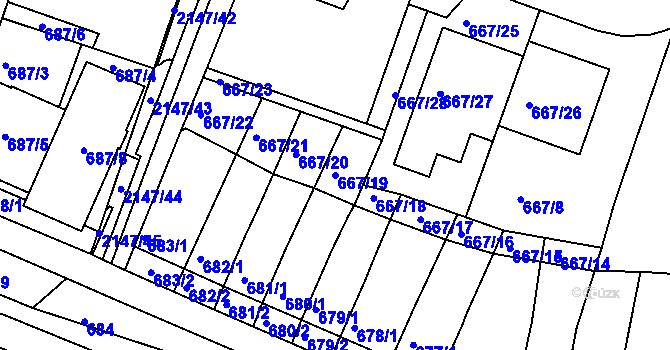 Parcela st. 667/19 v KÚ Kohoutovice, Katastrální mapa