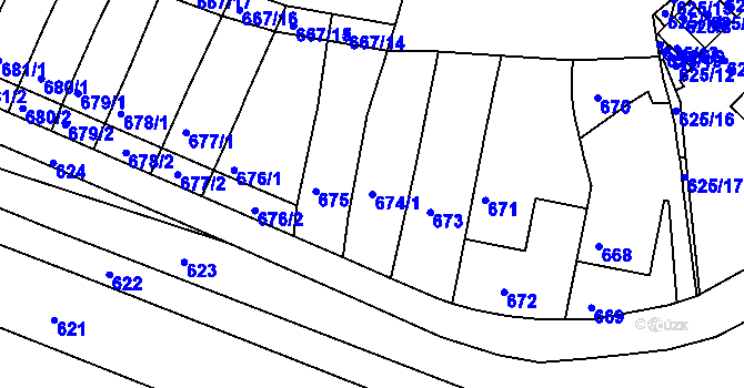 Parcela st. 674/1 v KÚ Kohoutovice, Katastrální mapa