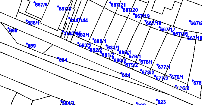 Parcela st. 681/2 v KÚ Kohoutovice, Katastrální mapa