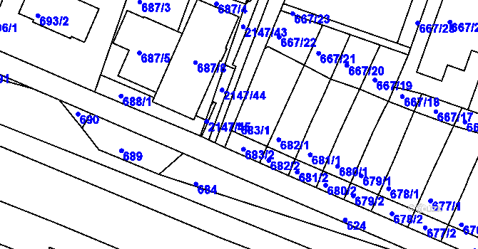 Parcela st. 683/1 v KÚ Kohoutovice, Katastrální mapa
