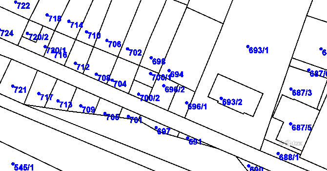 Parcela st. 696/2 v KÚ Kohoutovice, Katastrální mapa