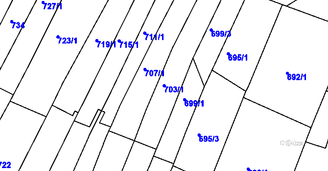 Parcela st. 703/1 v KÚ Kohoutovice, Katastrální mapa