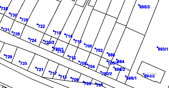 Parcela st. 706 v KÚ Kohoutovice, Katastrální mapa