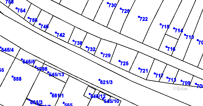 Parcela st. 729 v KÚ Kohoutovice, Katastrální mapa