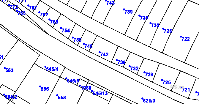 Parcela st. 742 v KÚ Kohoutovice, Katastrální mapa