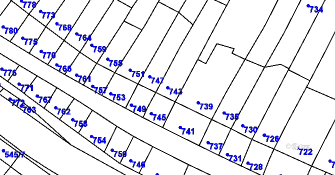 Parcela st. 743 v KÚ Kohoutovice, Katastrální mapa