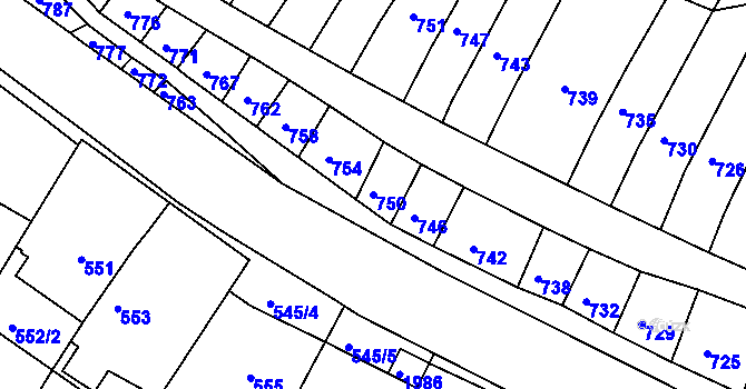 Parcela st. 750 v KÚ Kohoutovice, Katastrální mapa