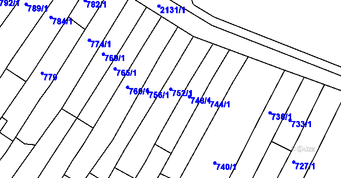 Parcela st. 752/1 v KÚ Kohoutovice, Katastrální mapa