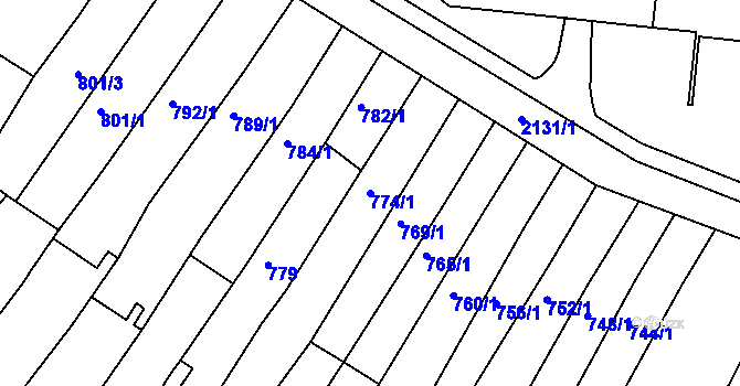 Parcela st. 774/1 v KÚ Kohoutovice, Katastrální mapa
