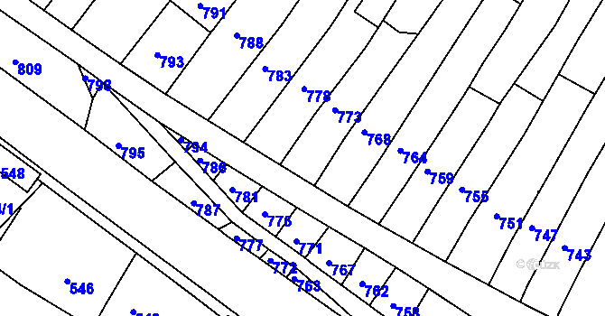 Parcela st. 775 v KÚ Kohoutovice, Katastrální mapa