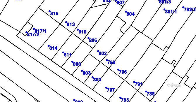 Parcela st. 802 v KÚ Kohoutovice, Katastrální mapa
