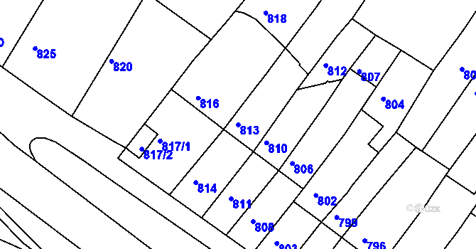 Parcela st. 813 v KÚ Kohoutovice, Katastrální mapa