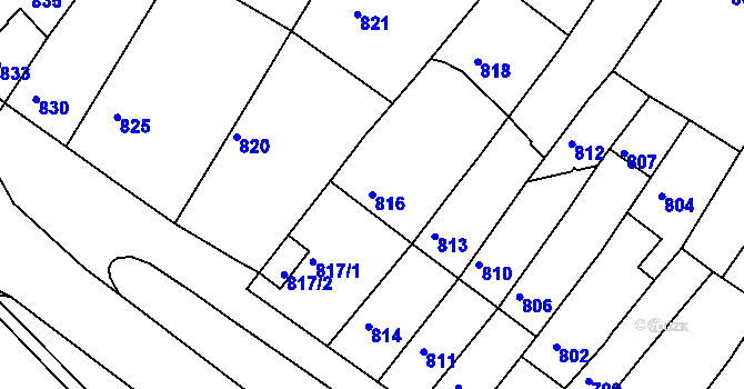 Parcela st. 816 v KÚ Kohoutovice, Katastrální mapa