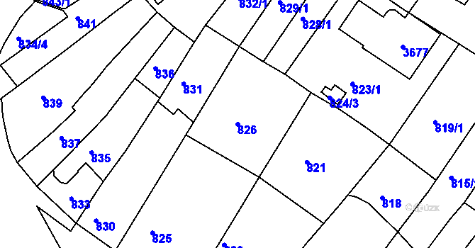 Parcela st. 826 v KÚ Kohoutovice, Katastrální mapa