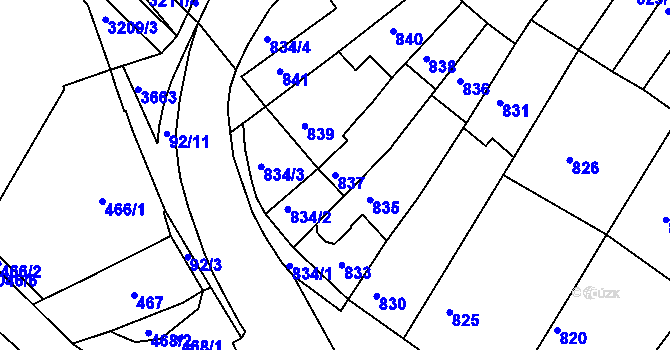 Parcela st. 837 v KÚ Kohoutovice, Katastrální mapa