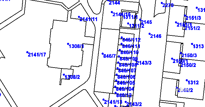 Parcela st. 846/7 v KÚ Kohoutovice, Katastrální mapa