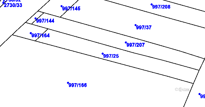 Parcela st. 997/25 v KÚ Kohoutovice, Katastrální mapa
