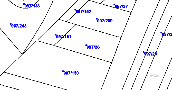 Parcela st. 997/26 v KÚ Kohoutovice, Katastrální mapa